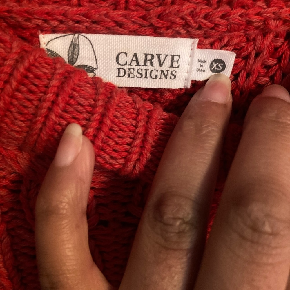 Carve Designs Red Chunky Knit Sweater XS - Picture 2 of 3